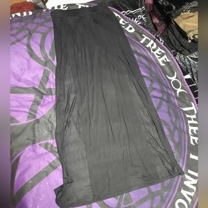 Double Front Slits Black Maxi Skirt